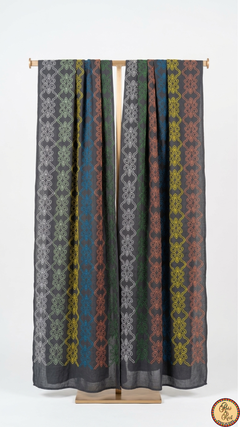 Hand embroidered dopatta Fabric swiss lawn
