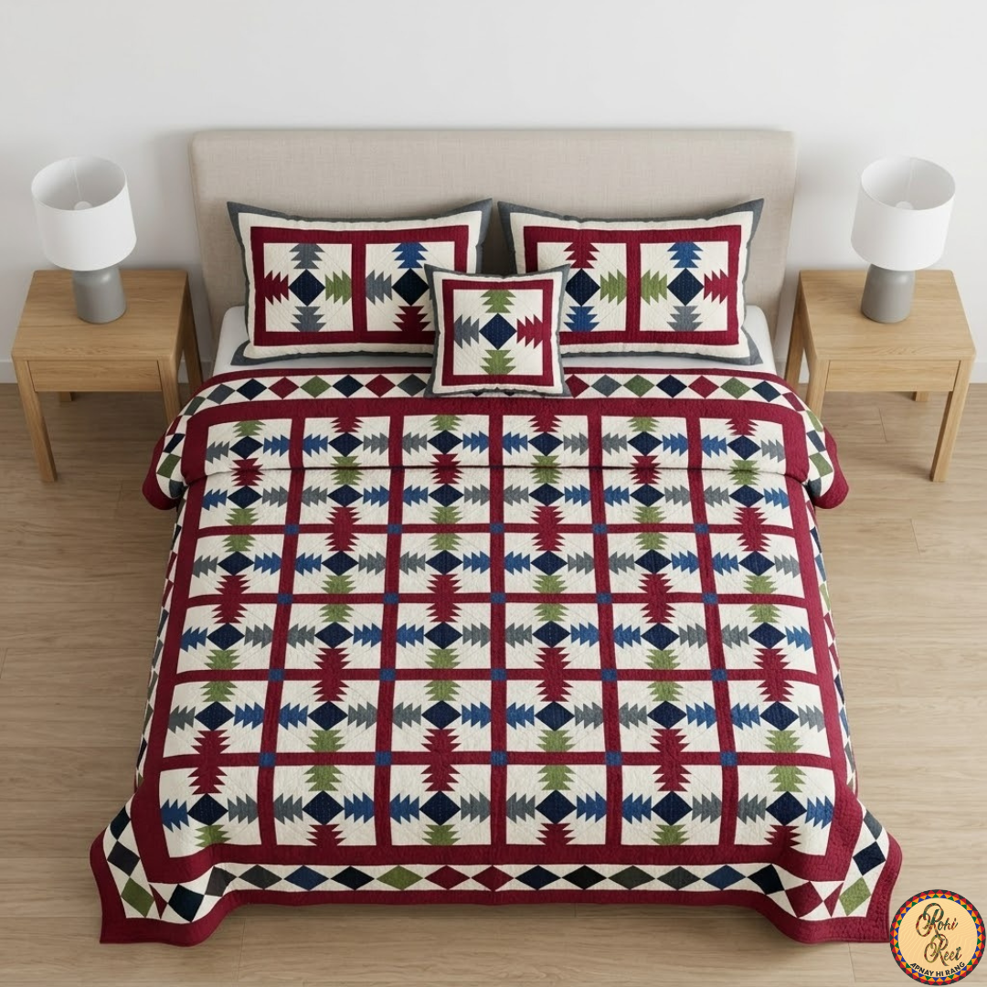 Double bed sindhi bed relli, applique work.