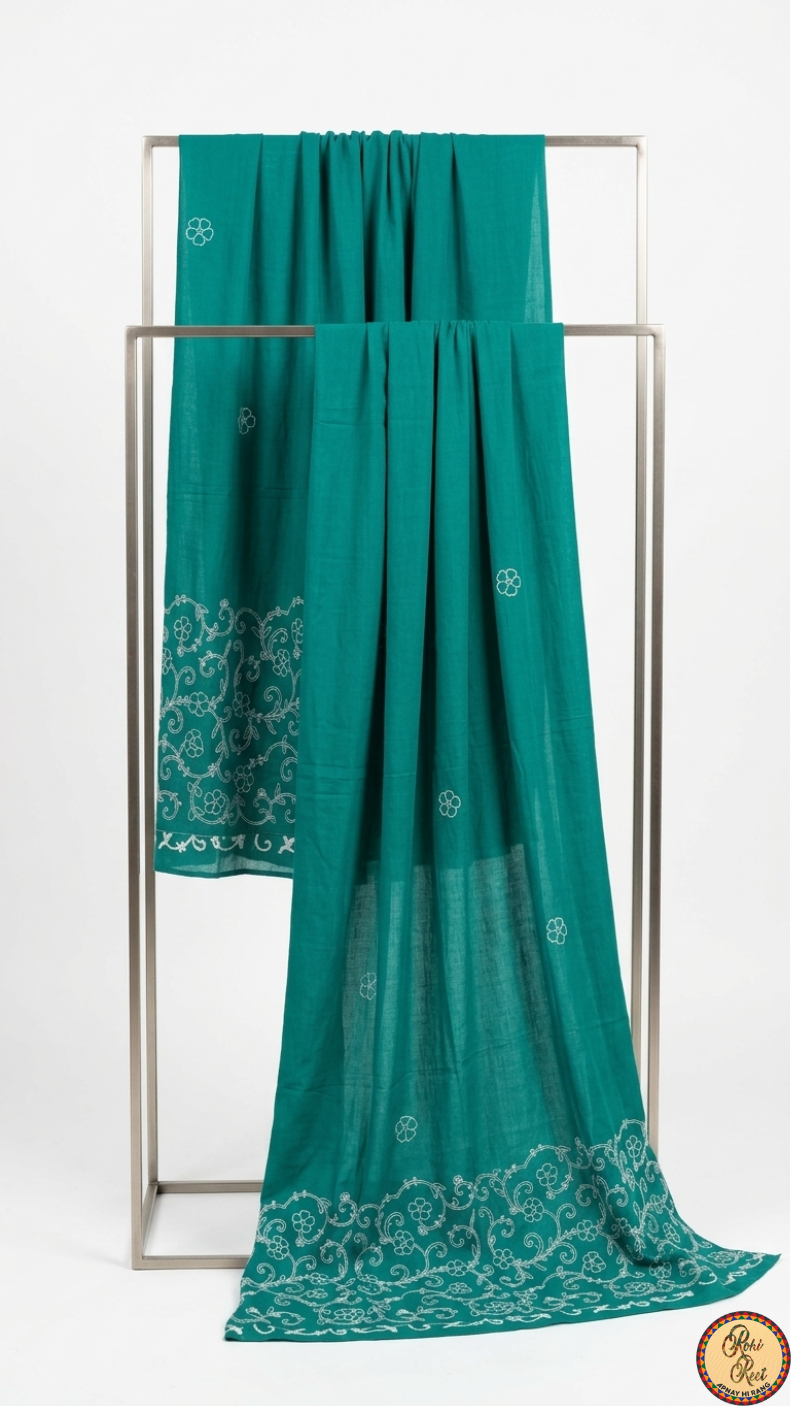 Embroidered Swiss lawn dopatta.