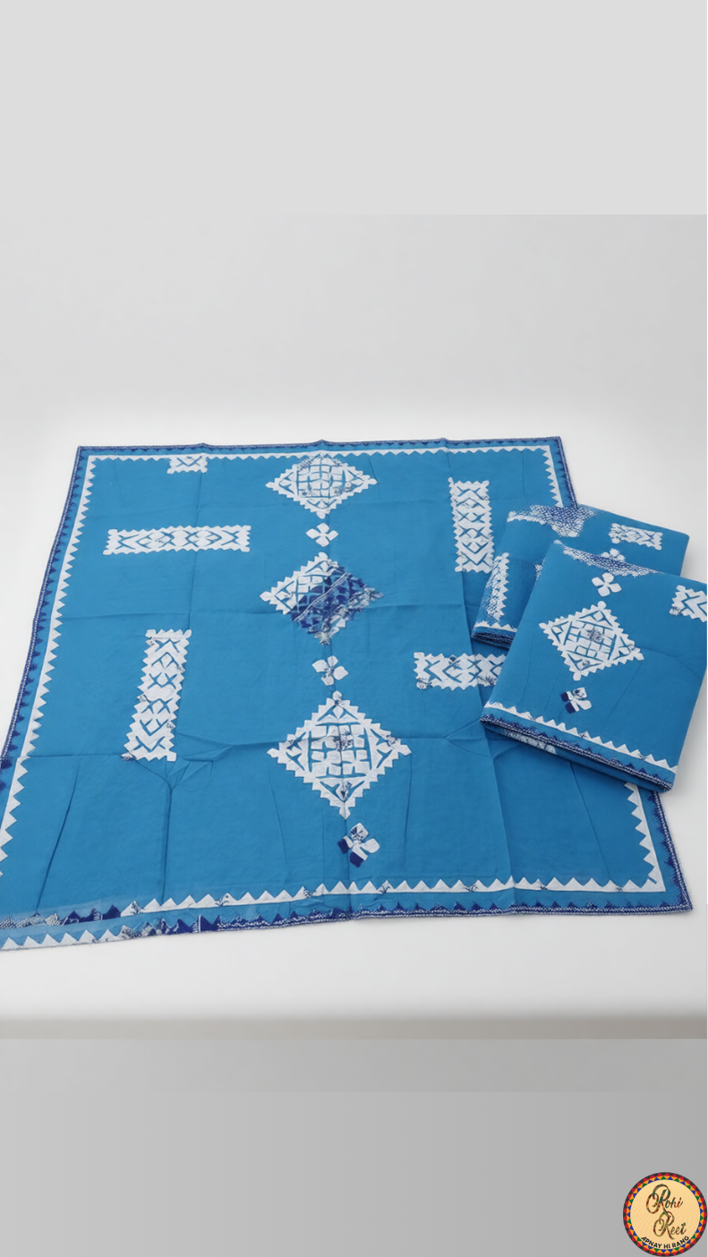 Applique work dopatta Fabric pure lawn.
