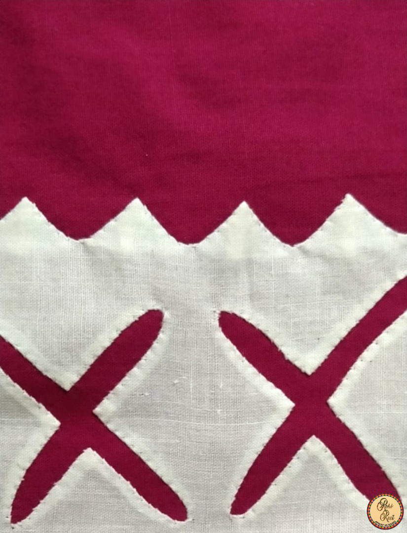 Handcrafted Magenta & White Applique Upper